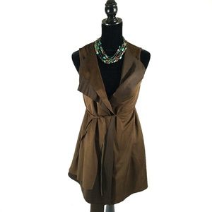 NWT Harlowe & Graham Tie Faux Suede Midi Vest